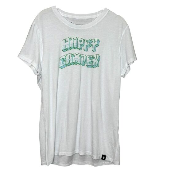 Cotopaxi Shirt Womens Large White Happy Camper Graphic Outdoor Camping Tee - Picture 1 of 5